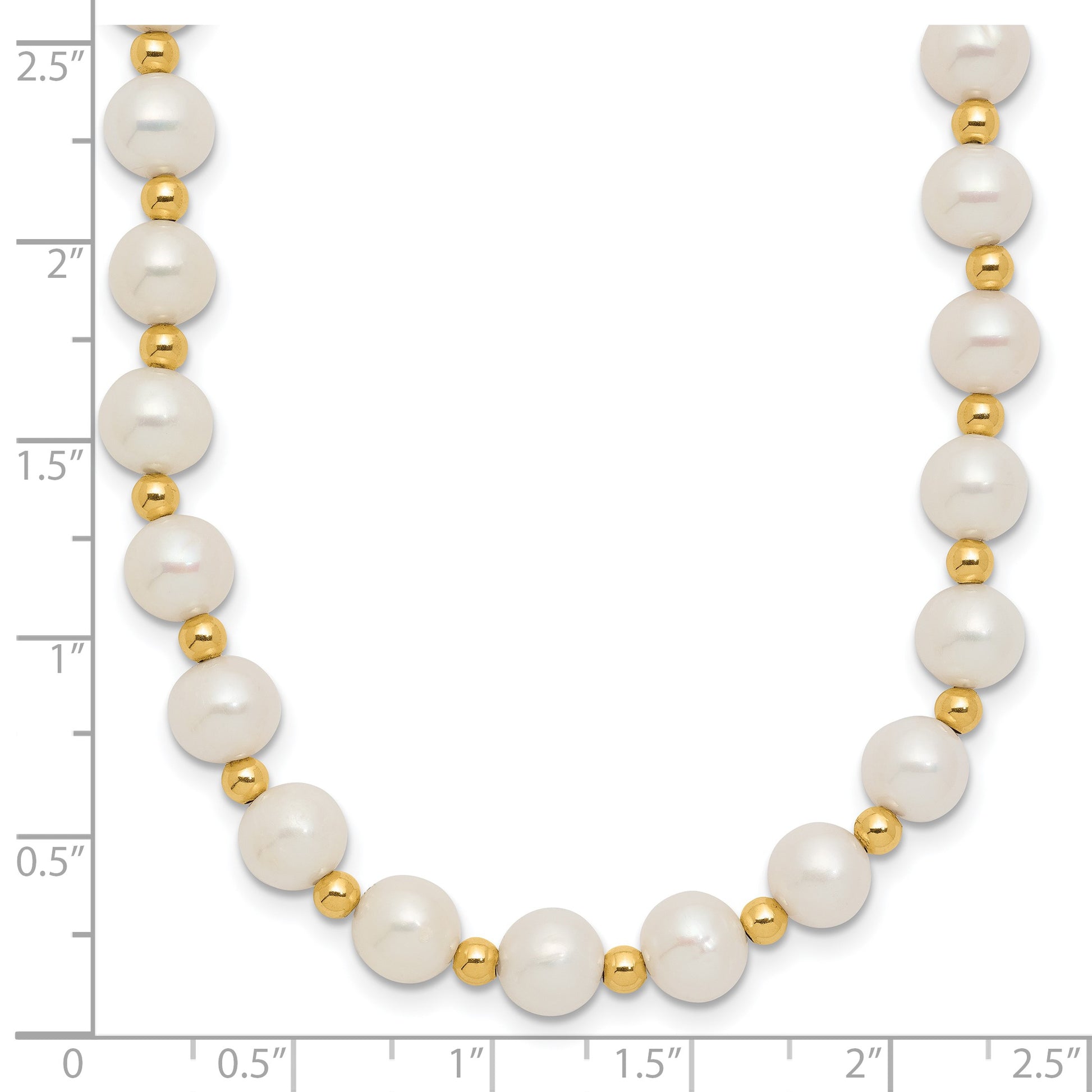 14k 6-7mm White Near-Round Freshwater Cultured Pearl Beaded 18 inch Necklace