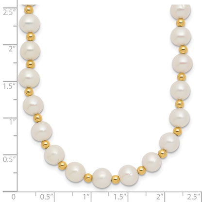 14k 6-7mm White Near-Round Freshwater Cultured Pearl Beaded 18 inch Necklace