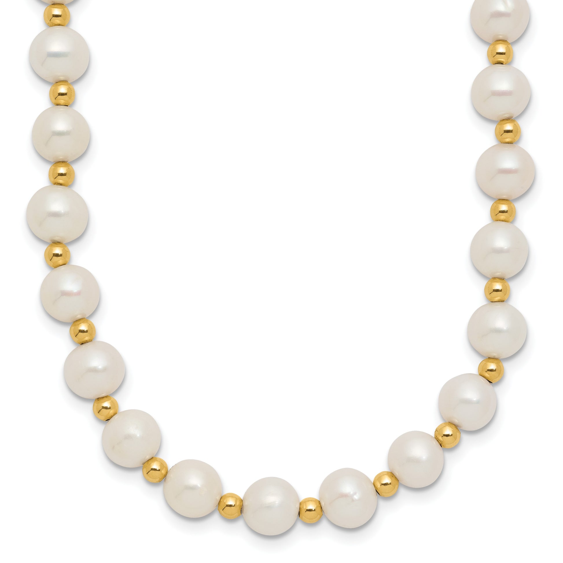 14k 6-7mm White Near-Round Freshwater Cultured Pearl Beaded 18 inch Necklace