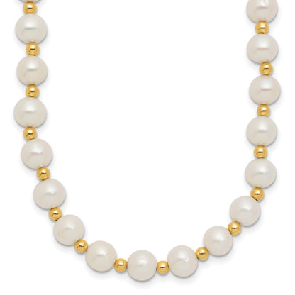 14k 6-7mm White Near-Round Freshwater Cultured Pearl Beaded 18 inch Necklace