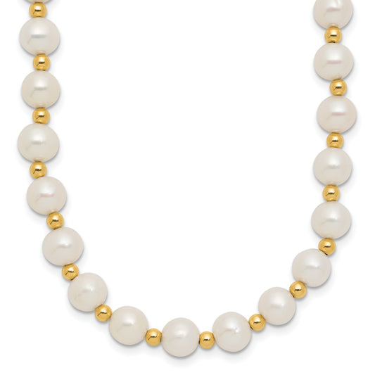 14k 6-7mm White Near-Round Freshwater Cultured Pearl Beaded 18 inch Necklace