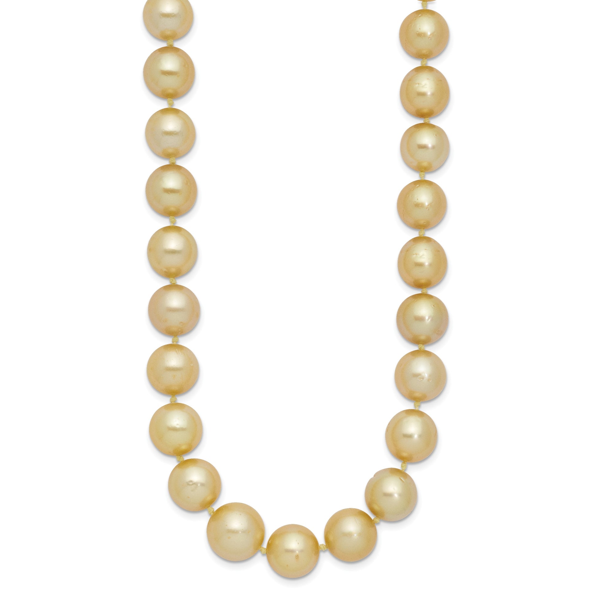 14k 9-12mm Golden South Sea Saltwater Cultured Graduated Baroque Pearl 19 inch Necklace