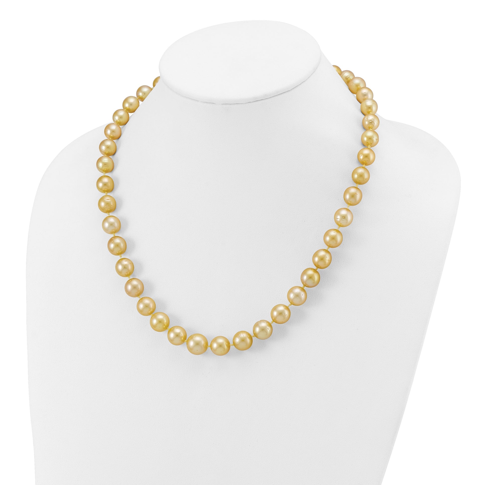 14k 9-12mm Golden South Sea Saltwater Cultured Graduated Baroque Pearl 19 inch Necklace