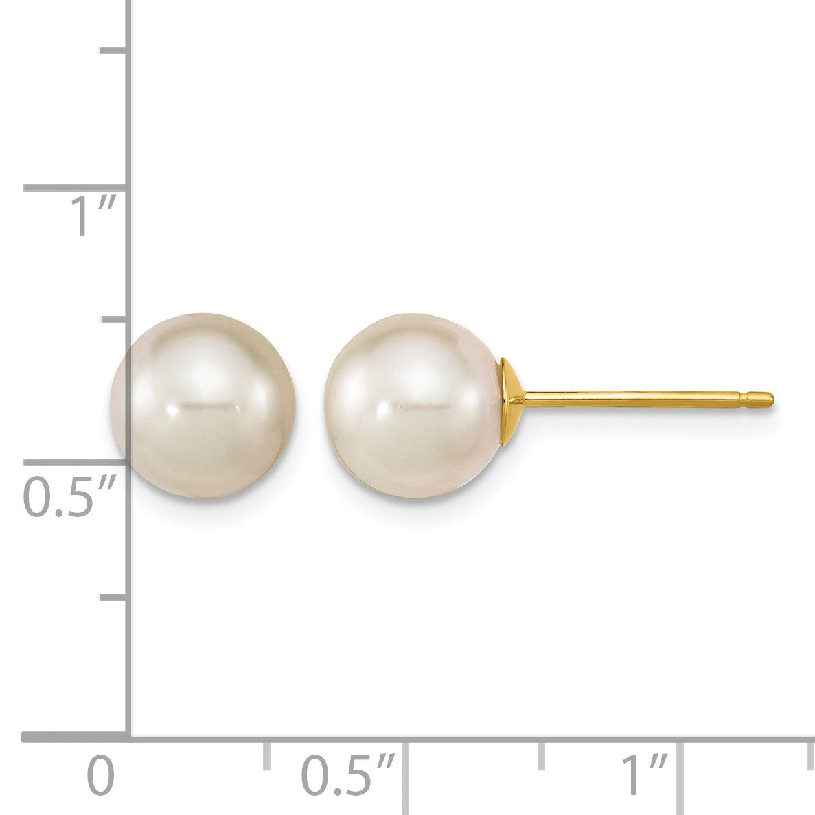 14k 8-9mm White Round South Sea Saltwater Cultured Pearl Post Earrings