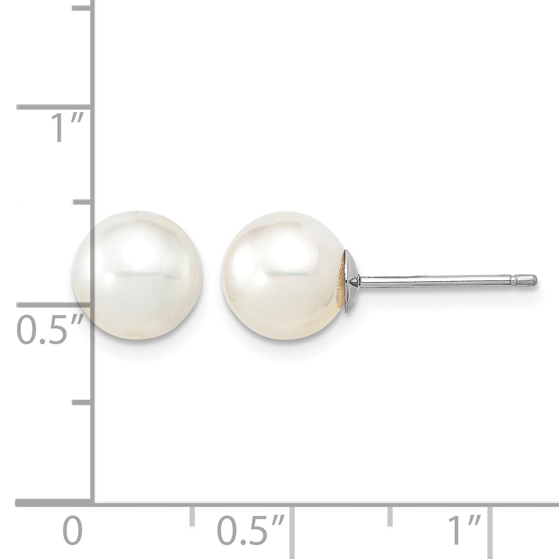 14k White Gold 8-9mm White Round South Sea Saltwater Cultured Pearl Post Earrings