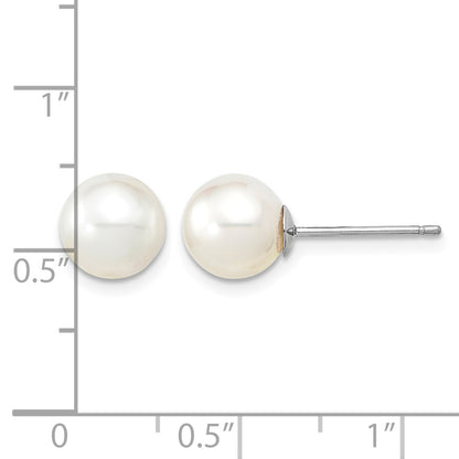 14k White Gold 8-9mm White Round South Sea Saltwater Cultured Pearl Post Earrings