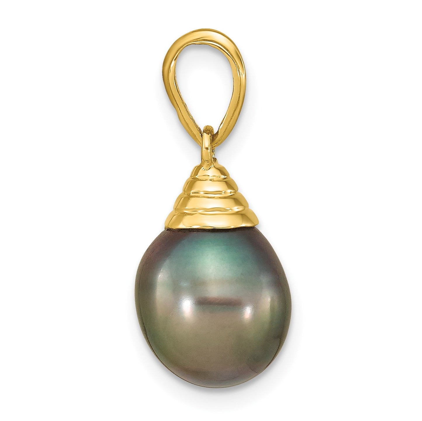 14k 9-10mm Black Teardrop Tahitian Saltwater Cultured Pearl Pendant