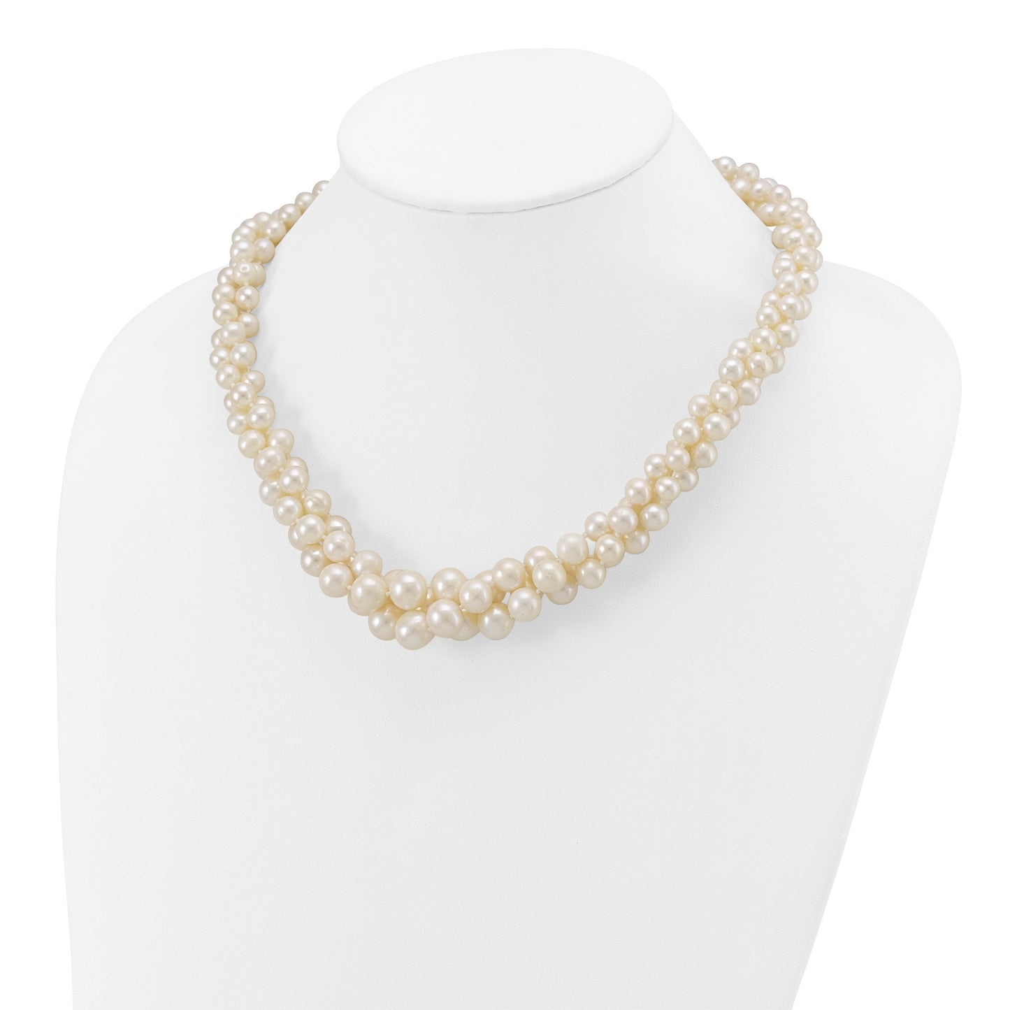 14k 5-9mm White Semi-Round Freshwater Cultured Pearl Multi-strand 19 inch Necklace