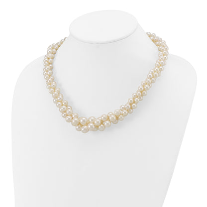 14k 5-9mm White Semi-Round Freshwater Cultured Pearl Multi-strand 19 inch Necklace