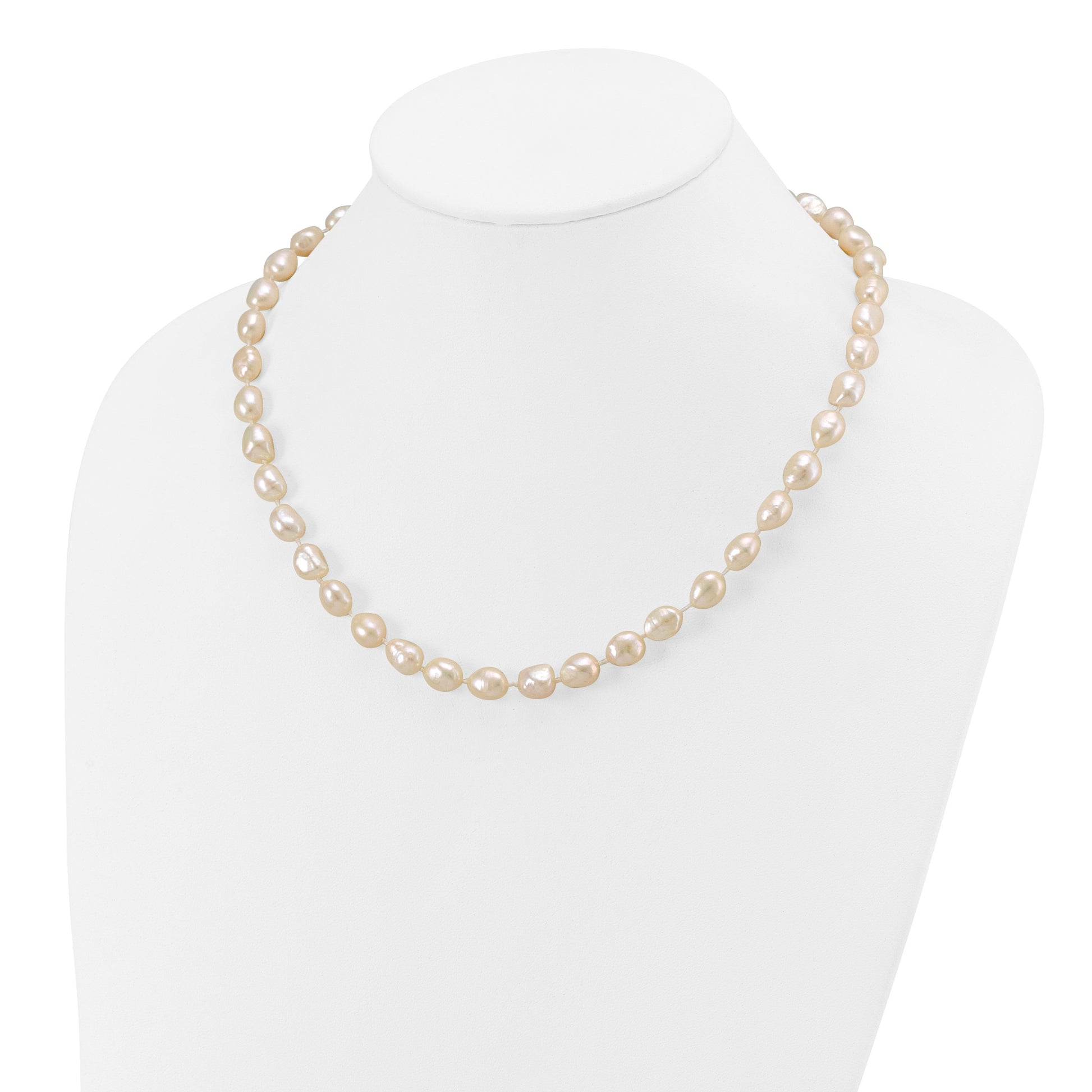 14k 7x11 White Baroque Freshwater Cultured Pearl 18 inch Necklace