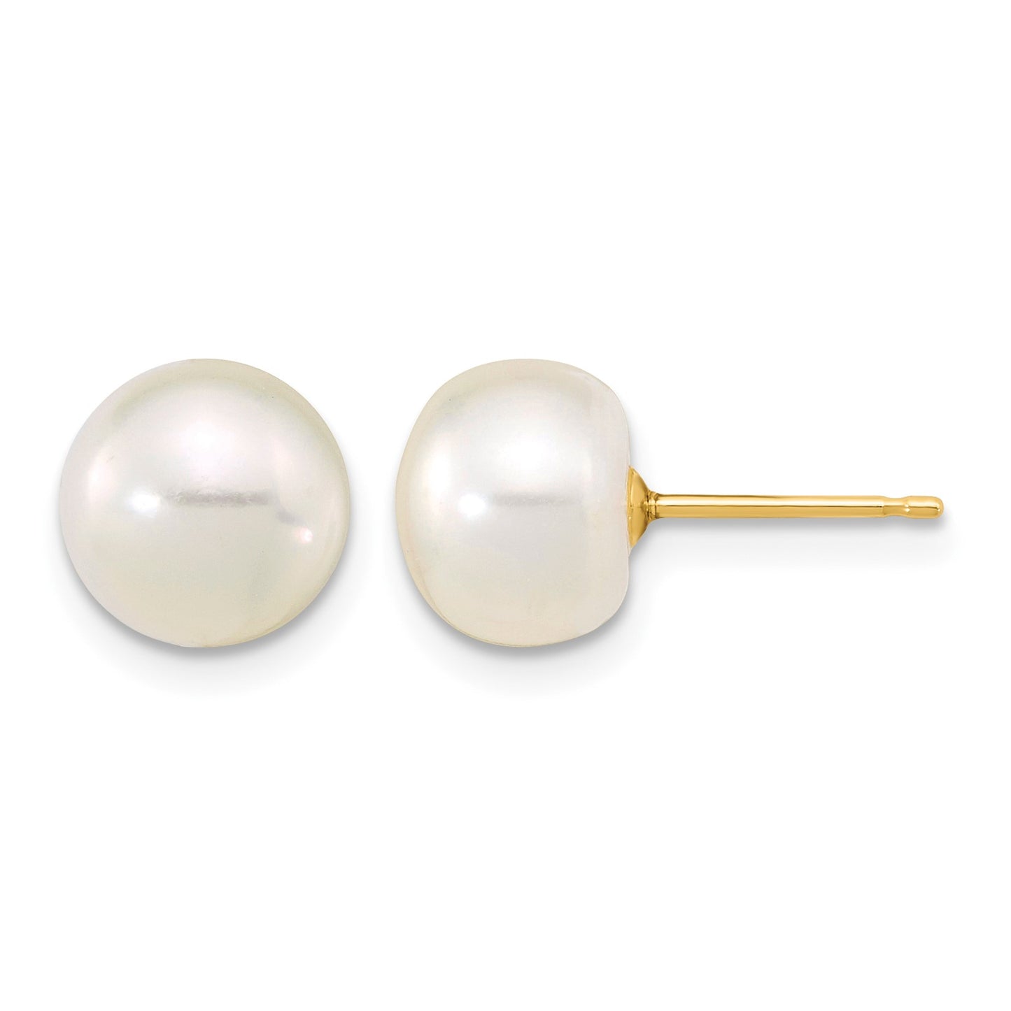 14k 8-9mm White Near-Round Freshwater Cultured Pearl 18 inch Necklace with 2 inch Extender/7.5 inch Bracelet with 1 inch Extender/Post Earrings Set