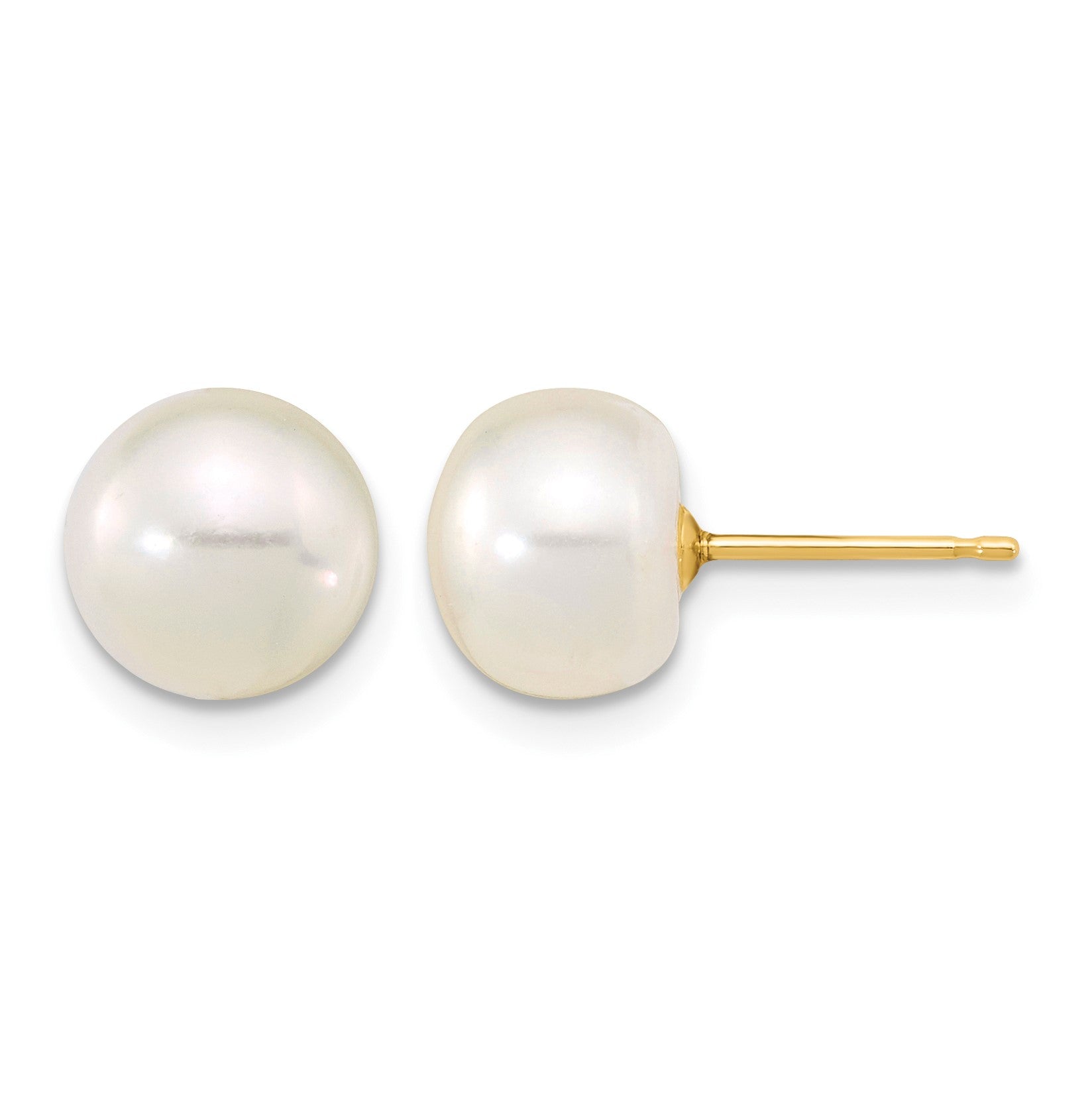 14k 8-9mm White Near-Round Freshwater Cultured Pearl 18 inch Necklace with 2 inch Extender/7.5 inch Bracelet with 1 inch Extender/Post Earrings Set
