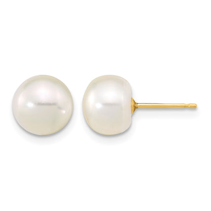 14k 8-9mm White Near-Round Freshwater Cultured Pearl 18 inch Necklace with 2 inch Extender/7.5 inch Bracelet with 1 inch Extender/Post Earrings Set