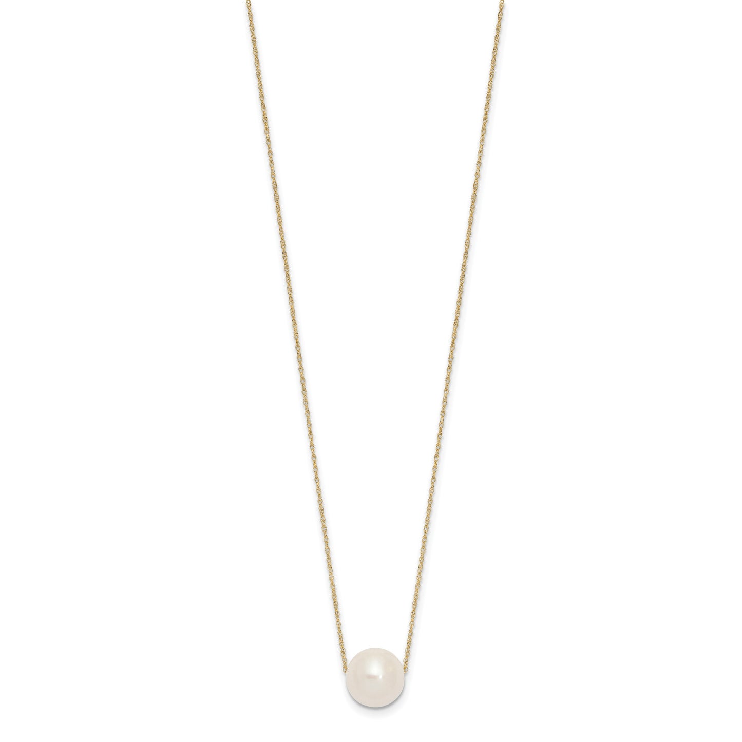 14k 10-11mm White Semi-Round Freshwater Cultured Pearl Rope 17 inch Necklace