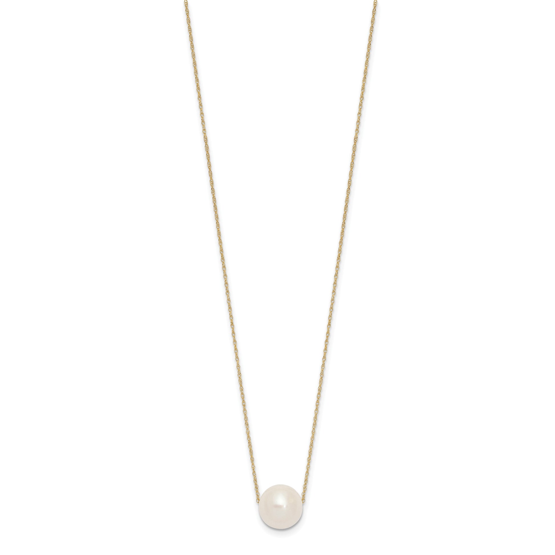 14k 10-11mm White Semi-Round Freshwater Cultured Pearl Rope 17 inch Necklace