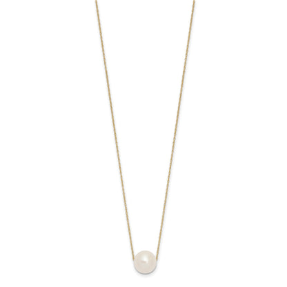 14k 10-11mm White Semi-Round Freshwater Cultured Pearl Rope 17 inch Necklace
