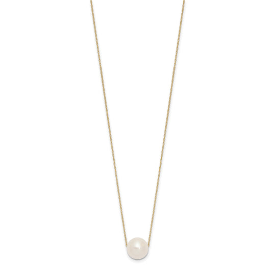 14k 10-11mm White Semi-Round Freshwater Cultured Pearl Rope 17 inch Necklace