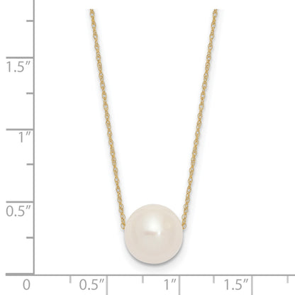 14k 10-11mm White Semi-Round Freshwater Cultured Pearl Rope 17 inch Necklace