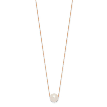 14k Rose Gold 10-11mm White Semi-Round Freshwater Cultured Pearl Rope 17 inch Necklace