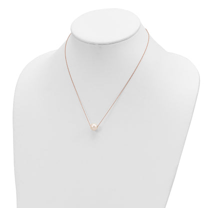 14k Rose Gold 10-11mm White Semi-Round Freshwater Cultured Pearl Rope 17 inch Necklace