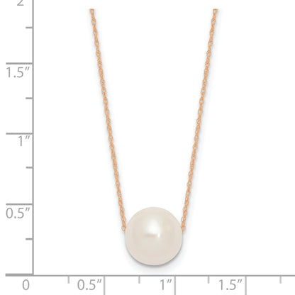 14k Rose Gold 10-11mm White Semi-Round Freshwater Cultured Pearl Rope 17 inch Necklace
