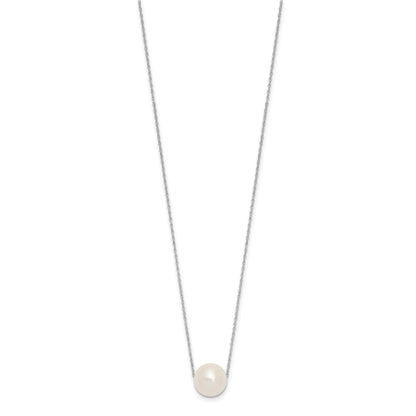 14k White Gold 10-11mm White Semi-Round Freshwater Cultured Pearl Rope 17 inch Necklace