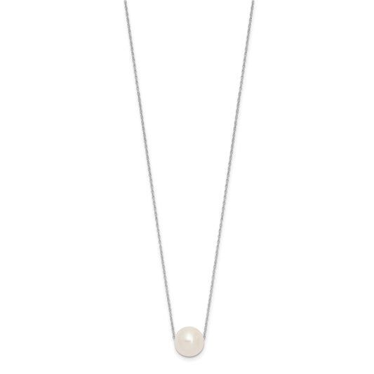 14k White Gold 10-11mm White Semi-Round Freshwater Cultured Pearl Rope 17 inch Necklace