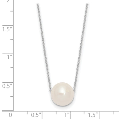 14k White Gold 10-11mm White Semi-Round Freshwater Cultured Pearl Rope 17 inch Necklace