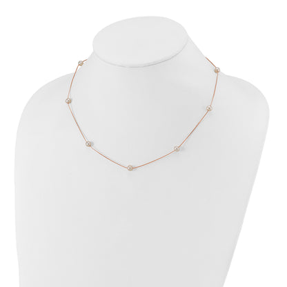 14k Rose Gold 5-6mm White Near-Round Freshwater Cultured Pearl 9-Station 18 inch Necklace