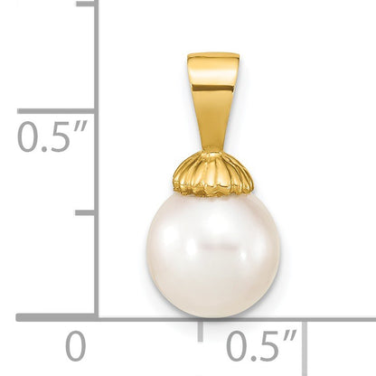 14K 8-9mm White Round Freshwater Pearl Pendant