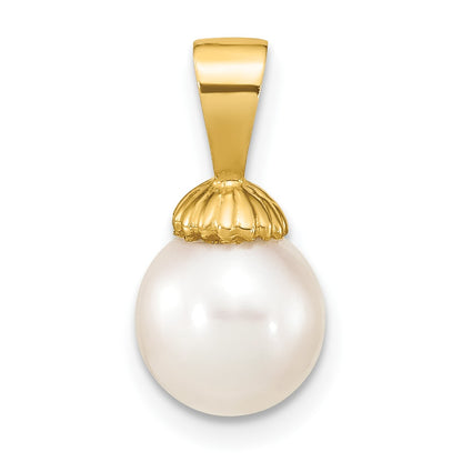 14K 8-9mm White Round Freshwater Pearl Pendant