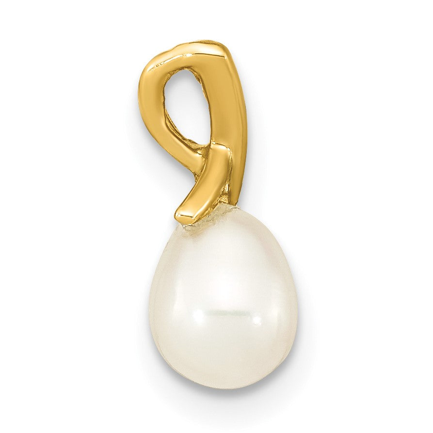 14K 5-6mm White Teardrop Freshwater Cultured Pearl Pendant