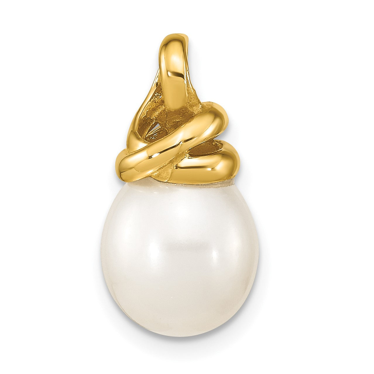 14K 9-10mm White Rice Freshwater Cultured Pearl Slide Fits up to 3mm Fancy Omega Only