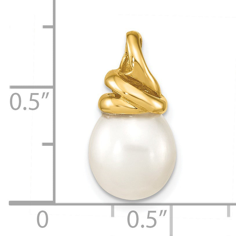 14K 9-10mm White Rice Freshwater Cultured Pearl Slide Fits up to 3mm Fancy Omega Only