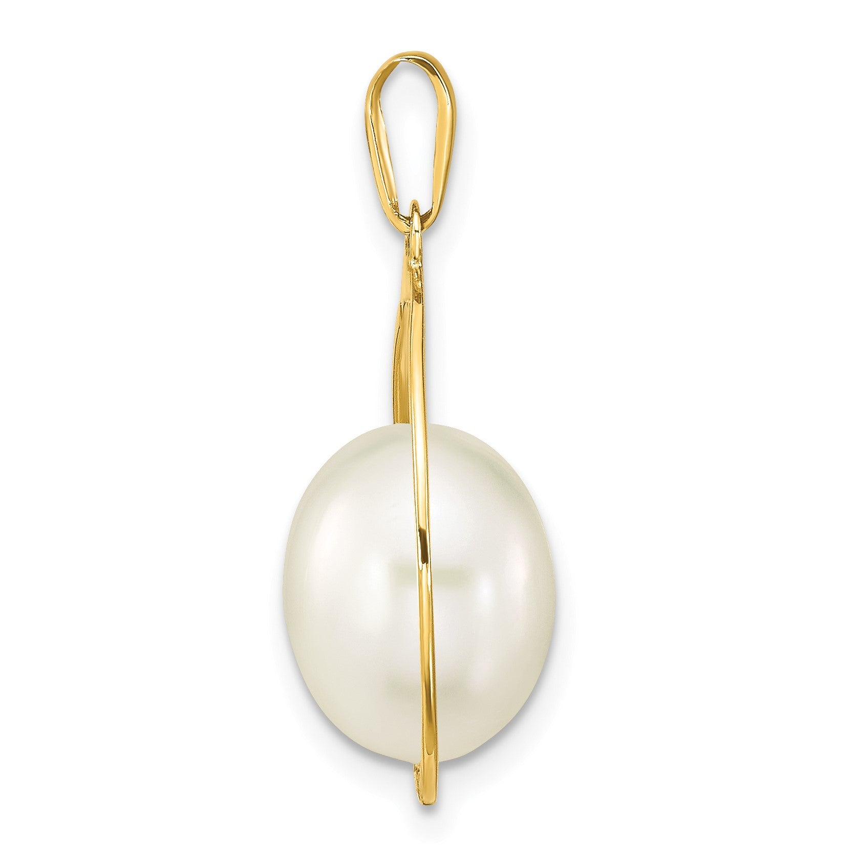 14k 9-10mm White Rice Freshwater Cultured Pearl Teardrop Pendant