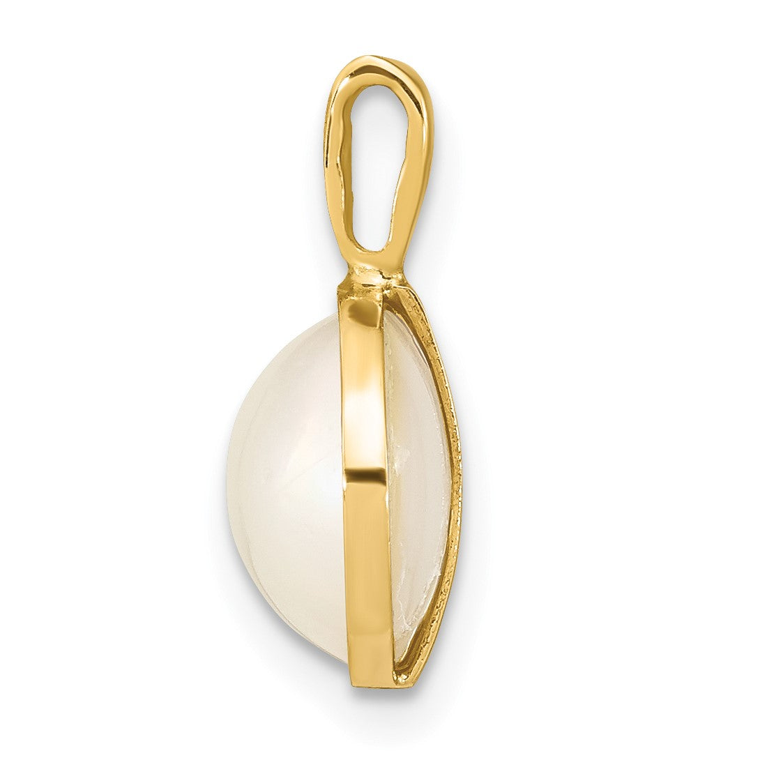 14K 9-10mm White Round Saltwater Cultured Mabe Pearl Pendant