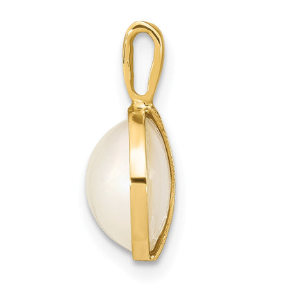 14K 9-10mm White Round Saltwater Cultured Mabe Pearl Pendant