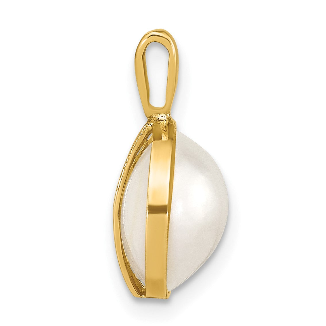 14K 10-11mm White Round Saltwater Cultured Mabe Pearl Pendant