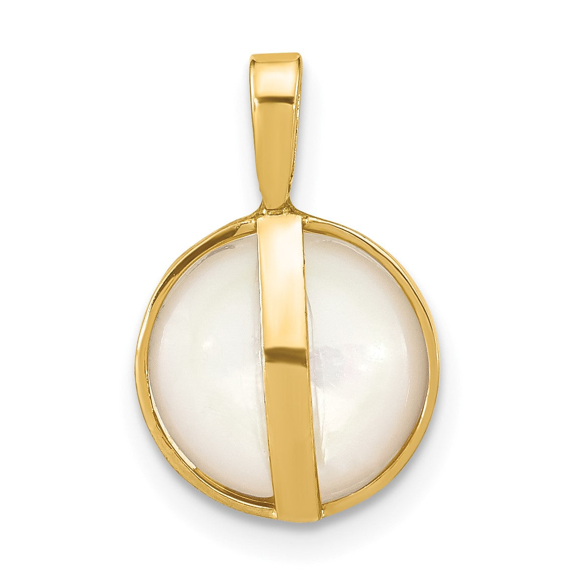 14K 10-11mm White Round Saltwater Cultured Mabe Pearl Pendant