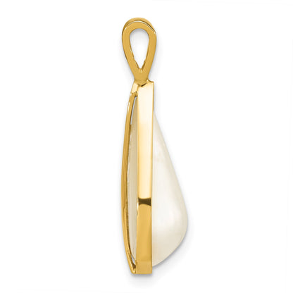 14K 10x18mm White Teardrop Saltwater Cultured Mabe Pearl Pendant