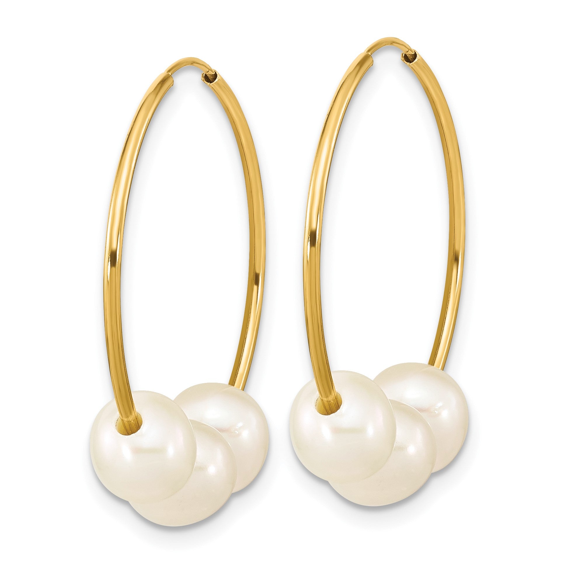 14k 6-7mm White Semi-Round Freshwater Cultured Pearl Infinity Hoop Earrings