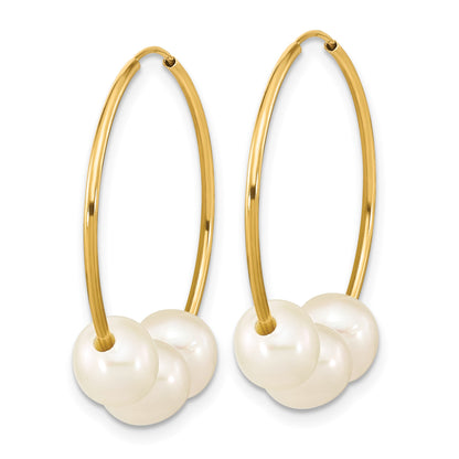 14k 6-7mm White Semi-Round Freshwater Cultured Pearl Infinity Hoop Earrings