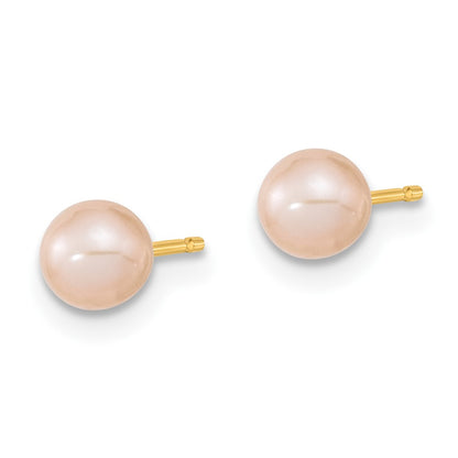 14k Madi K 4-5mm Pink Round Freshwater Cultured Pearl Pendant and Post Earrings Set