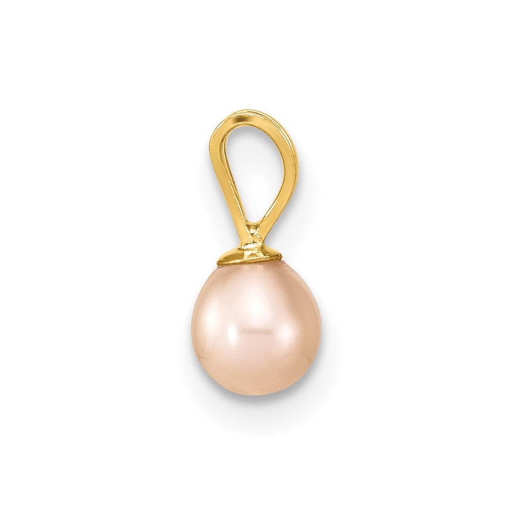 14k Madi K 4-5mm Pink Round Freshwater Cultured Pearl Pendant and Post Earrings Set