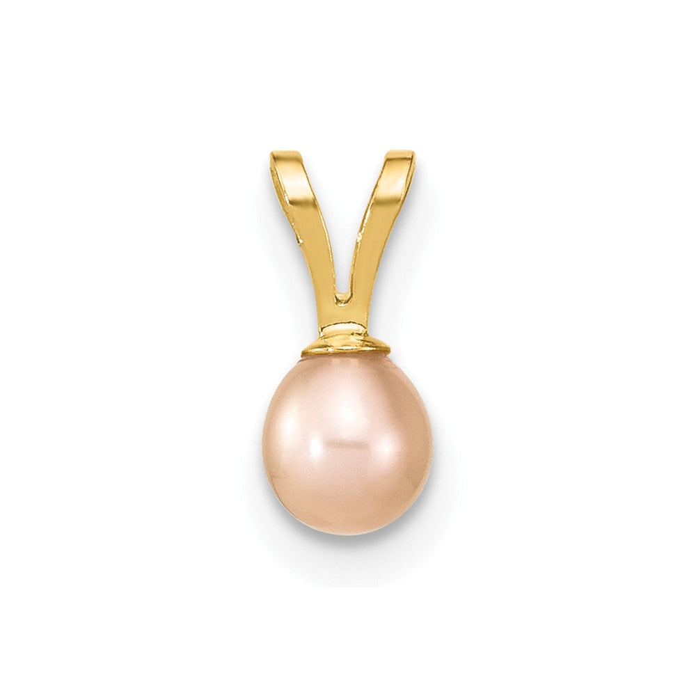 14k Madi K 4-5mm Pink Round Freshwater Cultured Pearl Pendant and Post Earrings Set