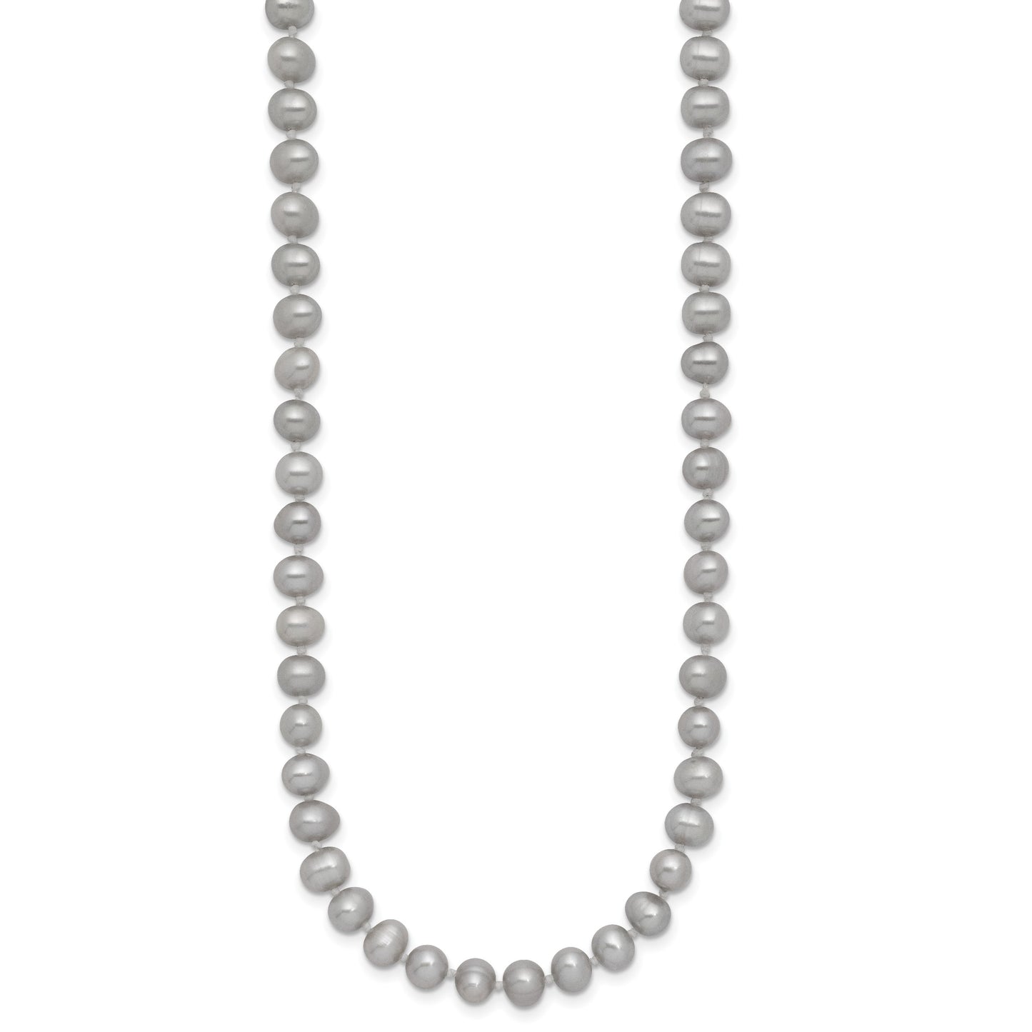 14K 5-6mm Grey Near Round Freshwater Cultured Pearl 16 inch Necklace