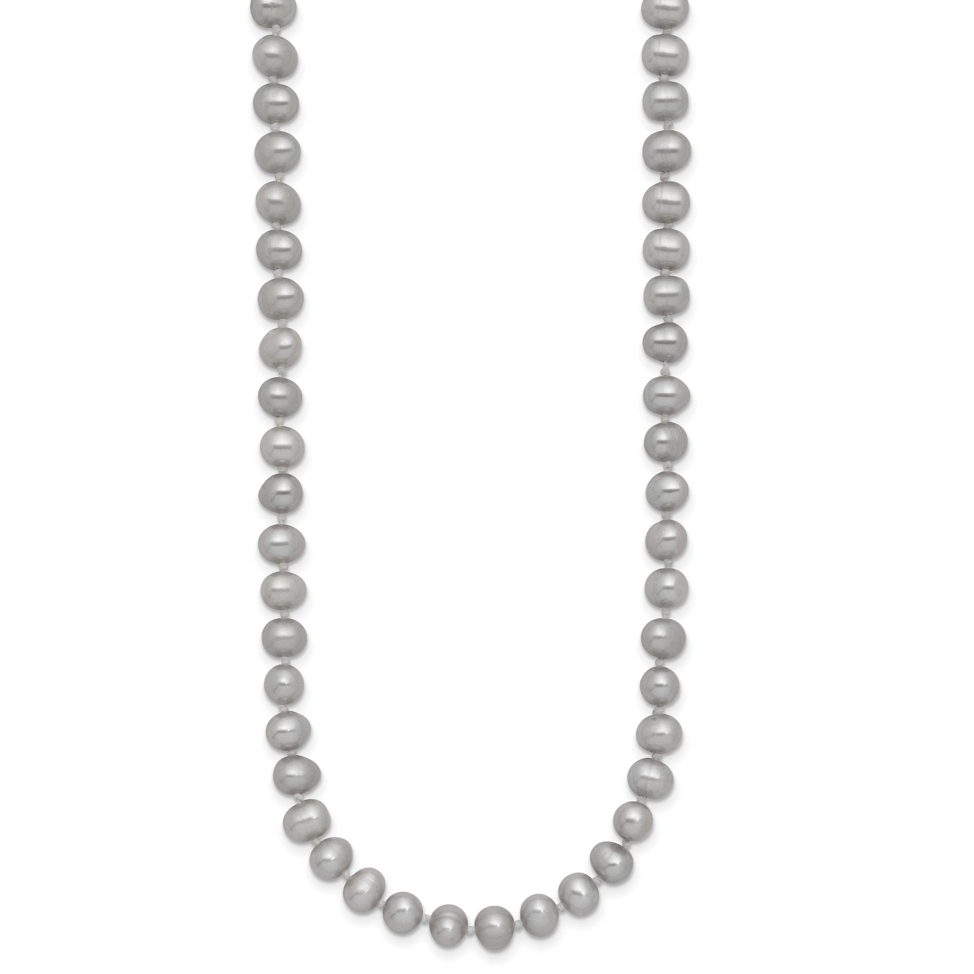 14K 5-6mm Grey Near Round Freshwater Cultured Pearl 16 inch Necklace
