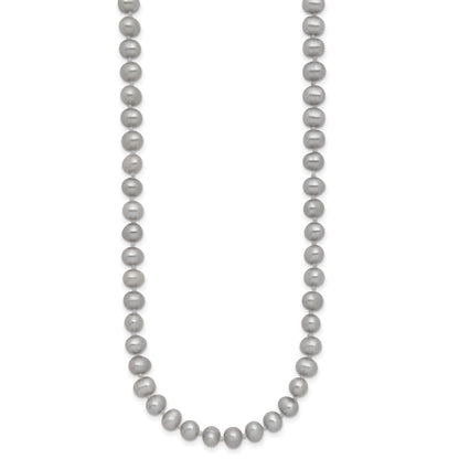 14K 5-6mm Grey Near Round Freshwater Cultured Pearl 16 inch Necklace