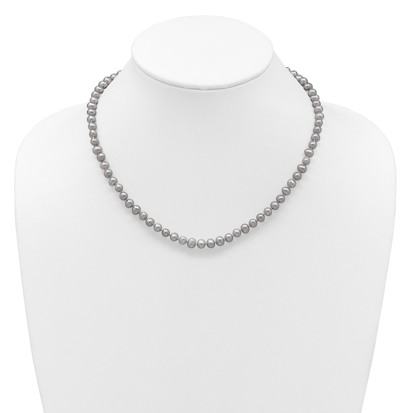 14K 5-6mm Grey Near Round Freshwater Cultured Pearl 16 inch Necklace