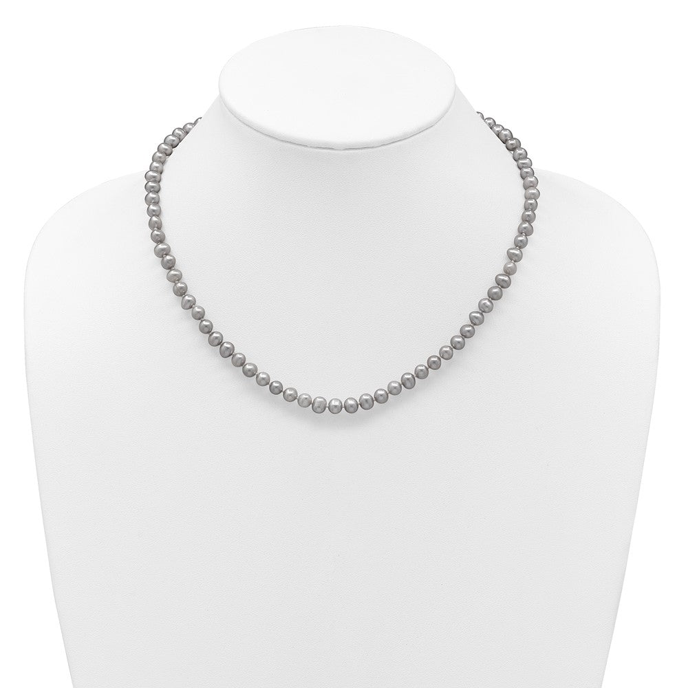 14k 5-6mm Grey Near-Round Freshwater Cultured Pearl 18 inch Necklace